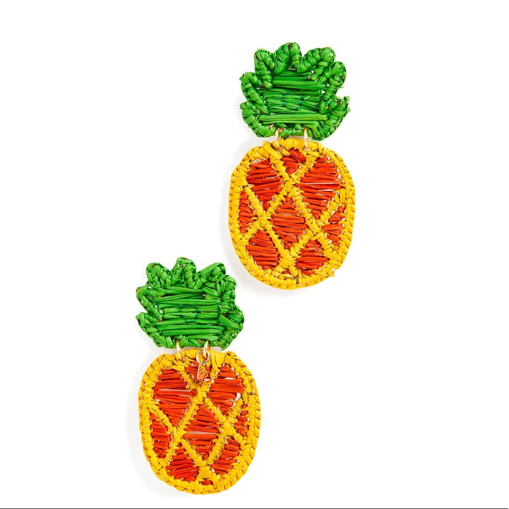 Mercedes Salazar wicker pineapple clip earrings